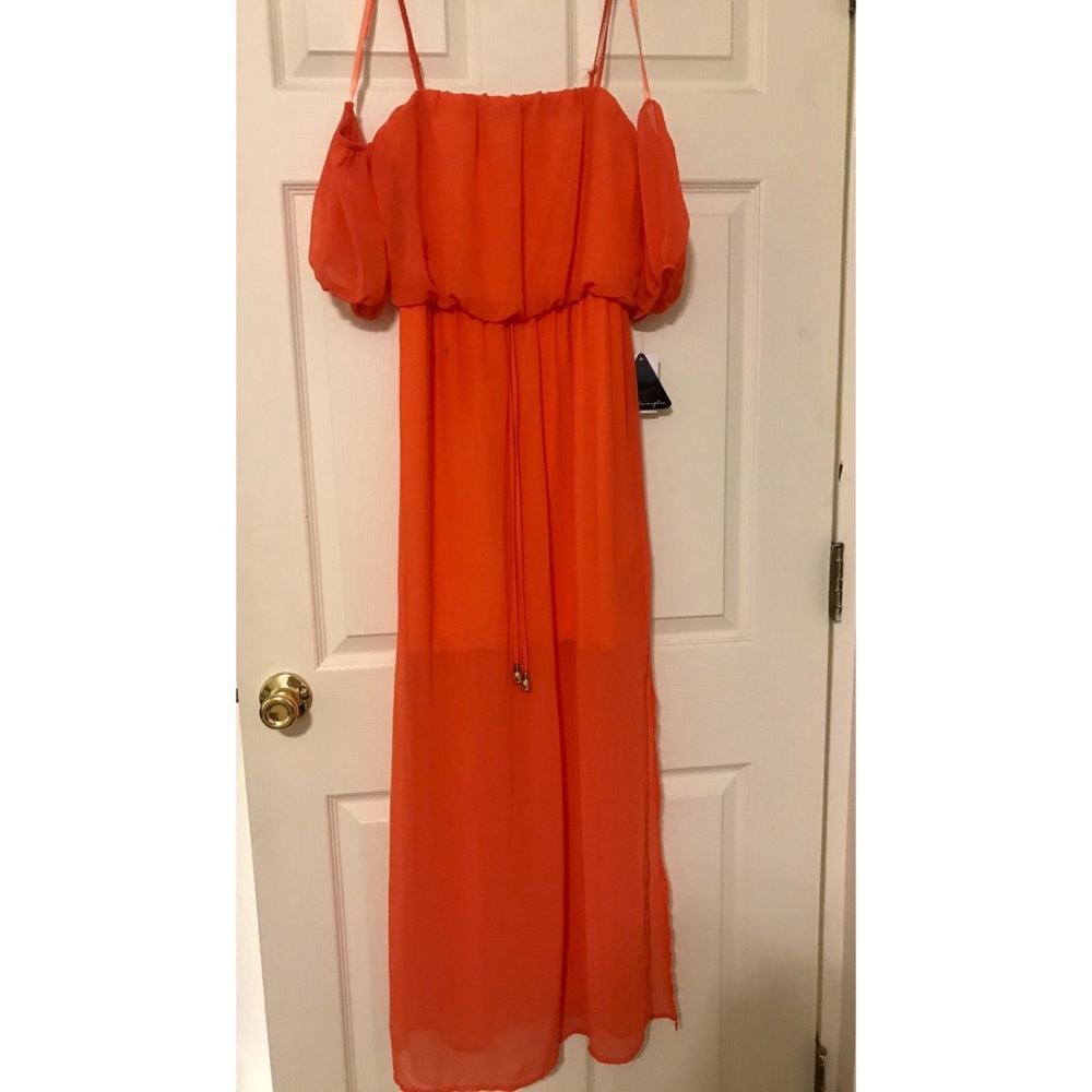 Orange/Red off shoulder long dress